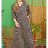 New In Onjenu Laurie Jewel 70's Jumpsuit Brown Yellow