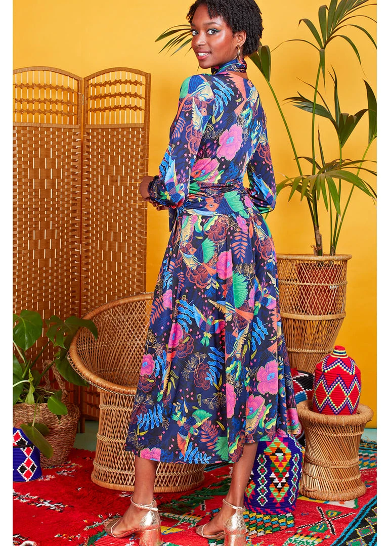 Onjenu Sharon Frida 70's Midi Dress Navy