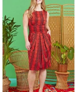 Onjenu Sid Ophidia 60's Pencil Dress Red