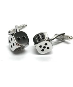 Onyx Art Men Cufflinks Rolling Dice Silver