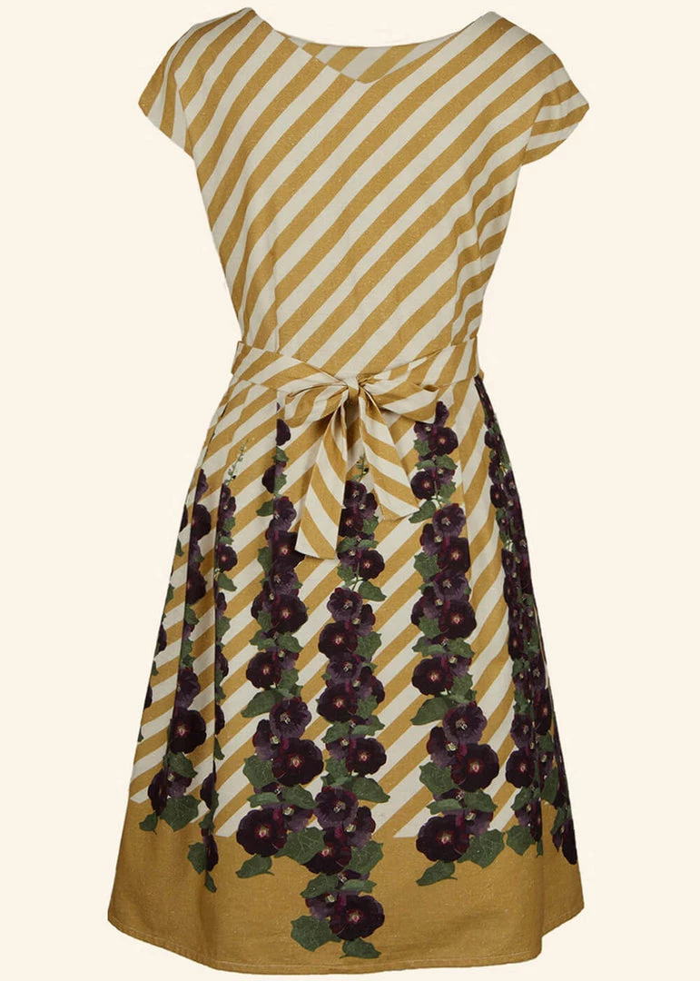 Palava Beatrice Hollyhocks 50's Swingdress Mustard