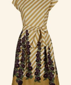Palava Beatrice Hollyhocks 50's Swingdress Mustard