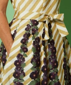 Palava Beatrice Hollyhocks 50's Swingdress Mustard