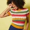New In Palava Eve Zigzag Knitted 70's Top Red Mustard