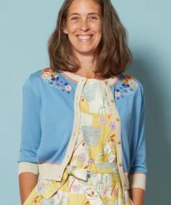 Palava Vera Cardigan Edible Flowers 40's Cardigan Chalk Blue