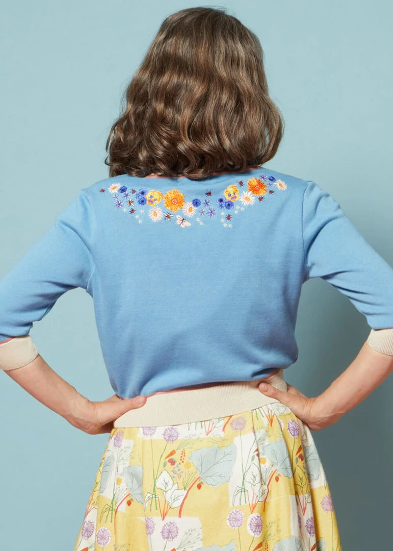 Palava Vera Cardigan Edible Flowers 40's Cardigan Chalk Blue