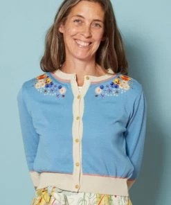 Palava Vera Cardigan Edible Flowers 40's Cardigan Chalk Blue