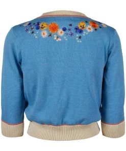 Palava Vera Cardigan Edible Flowers 40's Cardigan Chalk Blue