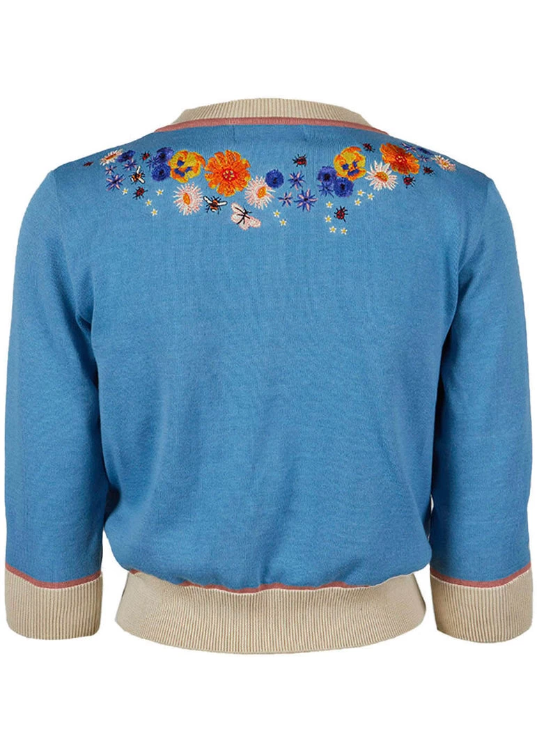 Palava Vera Cardigan Edible Flowers 40's Cardigan Chalk Blue