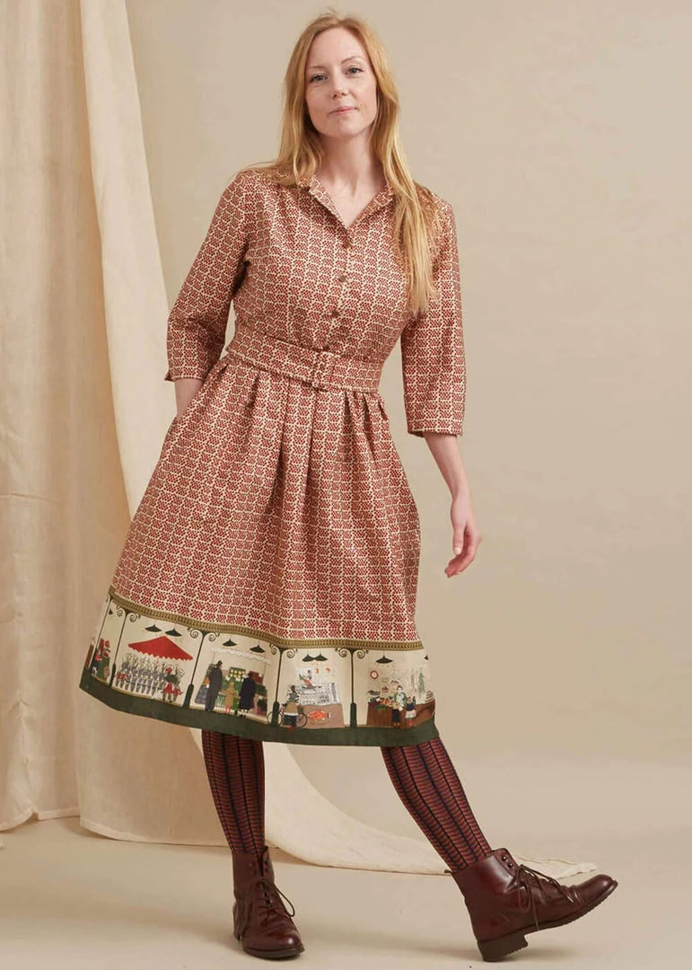 Palava Cynthia Farmers Market 50's Dress Rust New In