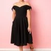 Pretty Dress Company Fatale Bow 50's Midi Swing Dress Black New In