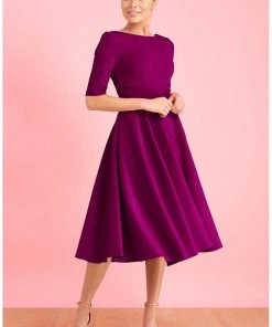 Pretty Dress Company Hepburn 50's Swing Dress Berry