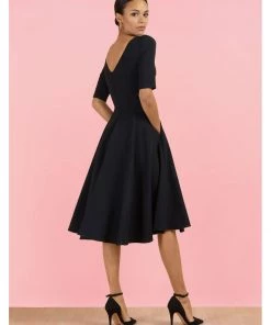 Pretty Dress Company Hepburn 50's Swing Dress Black
