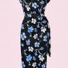 New In Pretty Dress Company Hourglass Verona 50's Pencil Dress Black Blue