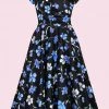 New In Pretty Dress Company Hourglass Verona 50's Swing Dress Black Blue