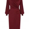 Pretty Dress Company Jenson 50's Pencil Dress Bordeaux New In