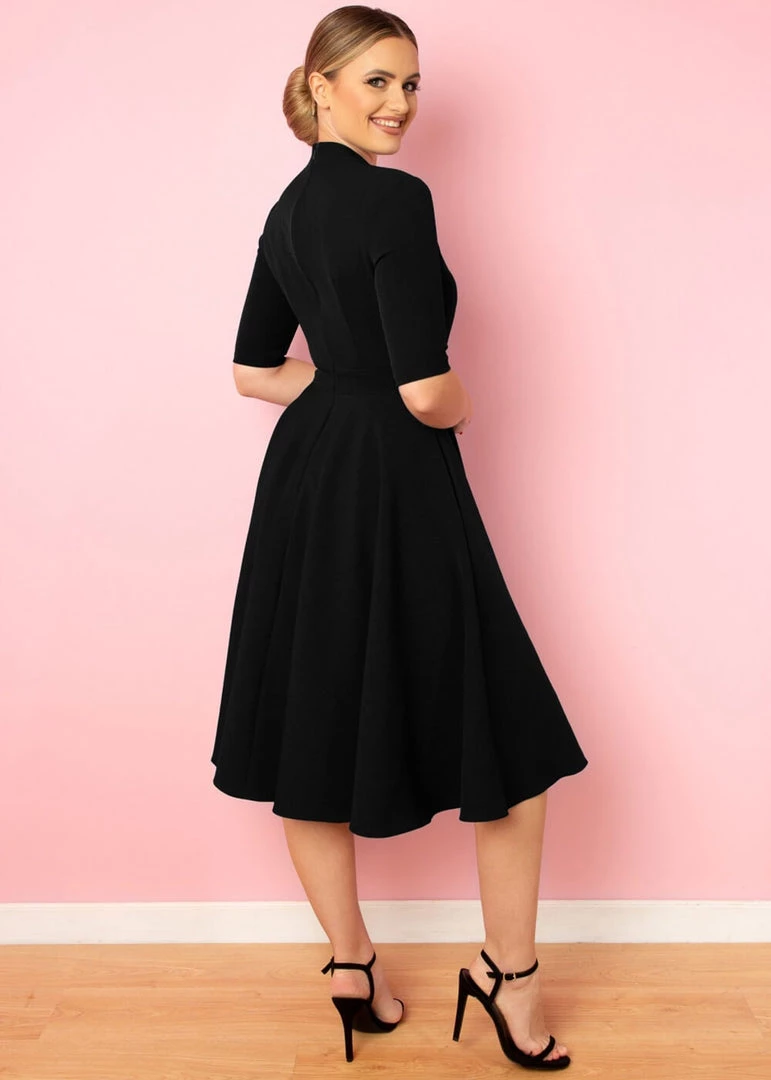 Pretty Dress Company Leyla 50's Midi Swing Dress Black