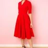 New In Pretty Dress Company Leyla 50's Midi Swing Dress Red