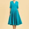 Pretty Dress Company Myla Midi 50's Swing Dress Turquoise New In