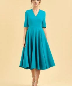 Pretty Dress Company Myla Midi 50's Swing Dress Turquoise New In