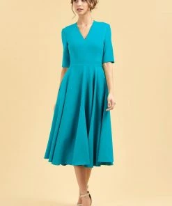 Pretty Dress Company Myla Midi 50's Swing Dress Turquoise New In