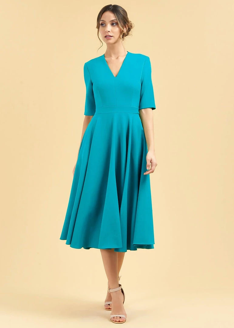 Pretty Dress Company Myla Midi 50's Swing Dress Turquoise New In