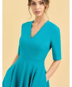 Pretty Dress Company Myla Midi 50's Swing Dress Turquoise New In