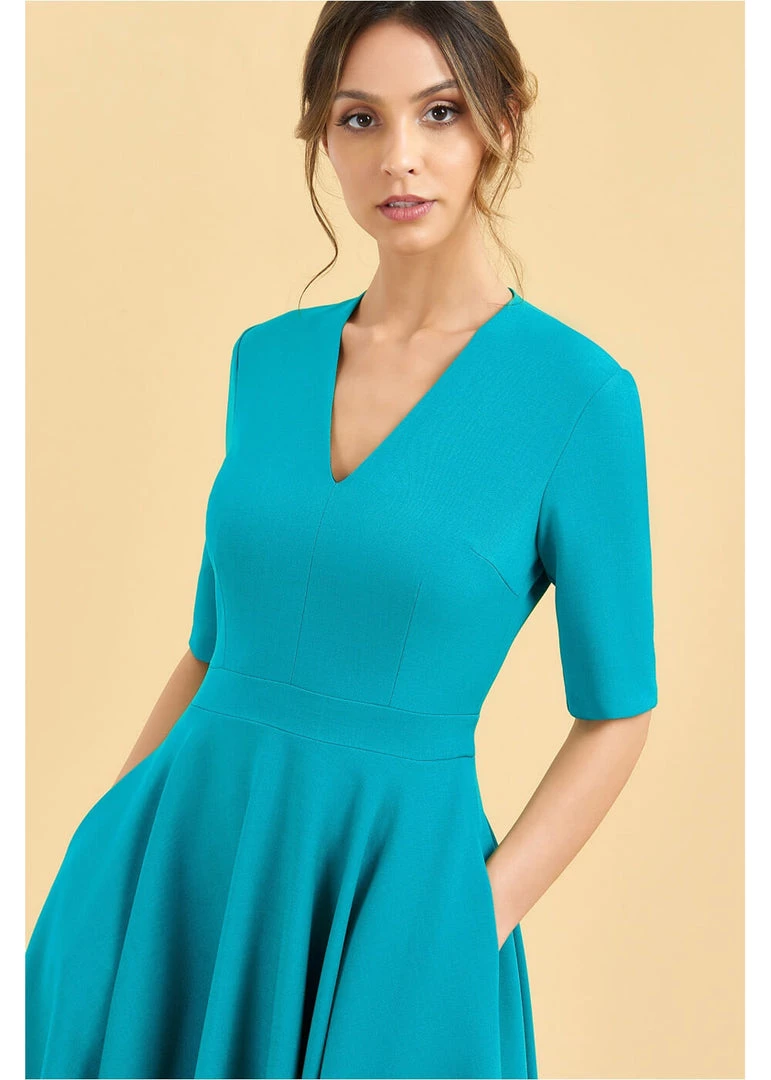 Pretty Dress Company Myla Midi 50's Swing Dress Turquoise New In