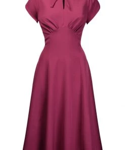 New In Pretty Retro Starlet 40's Dress Dark Rose