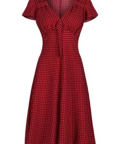 Pretty Retro Tea Polkadot 40's Dress Wine