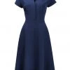 Pretty Retro Hostess 40's Swing Dress Navy New In