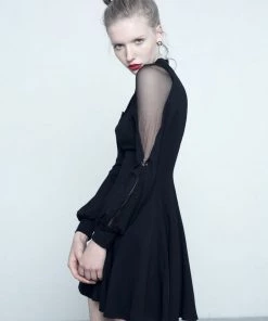 Punk Rave Upside Down Heart Dress Black