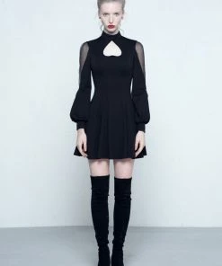 Punk Rave Upside Down Heart Dress Black