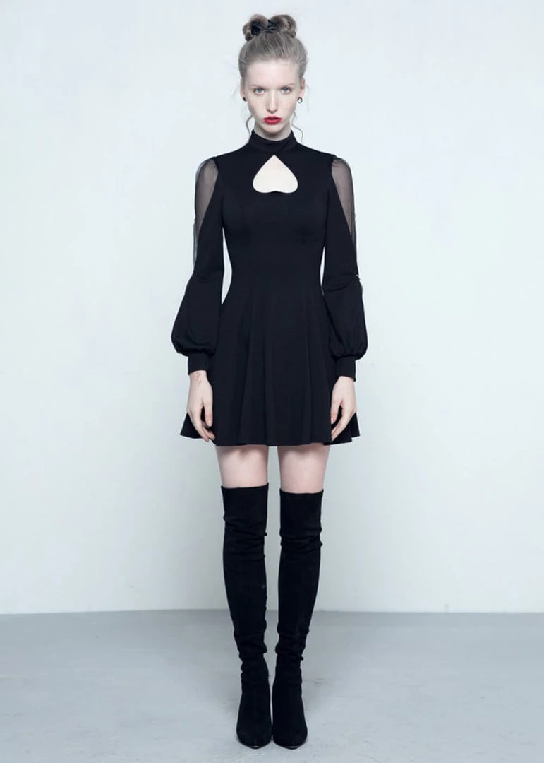 Punk Rave Upside Down Heart Dress Black