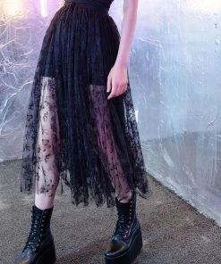 Punk Rave Butterfly Gauze Chiffon Skirt Black New In