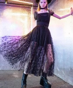 Punk Rave Butterfly Gauze Chiffon Skirt Black New In