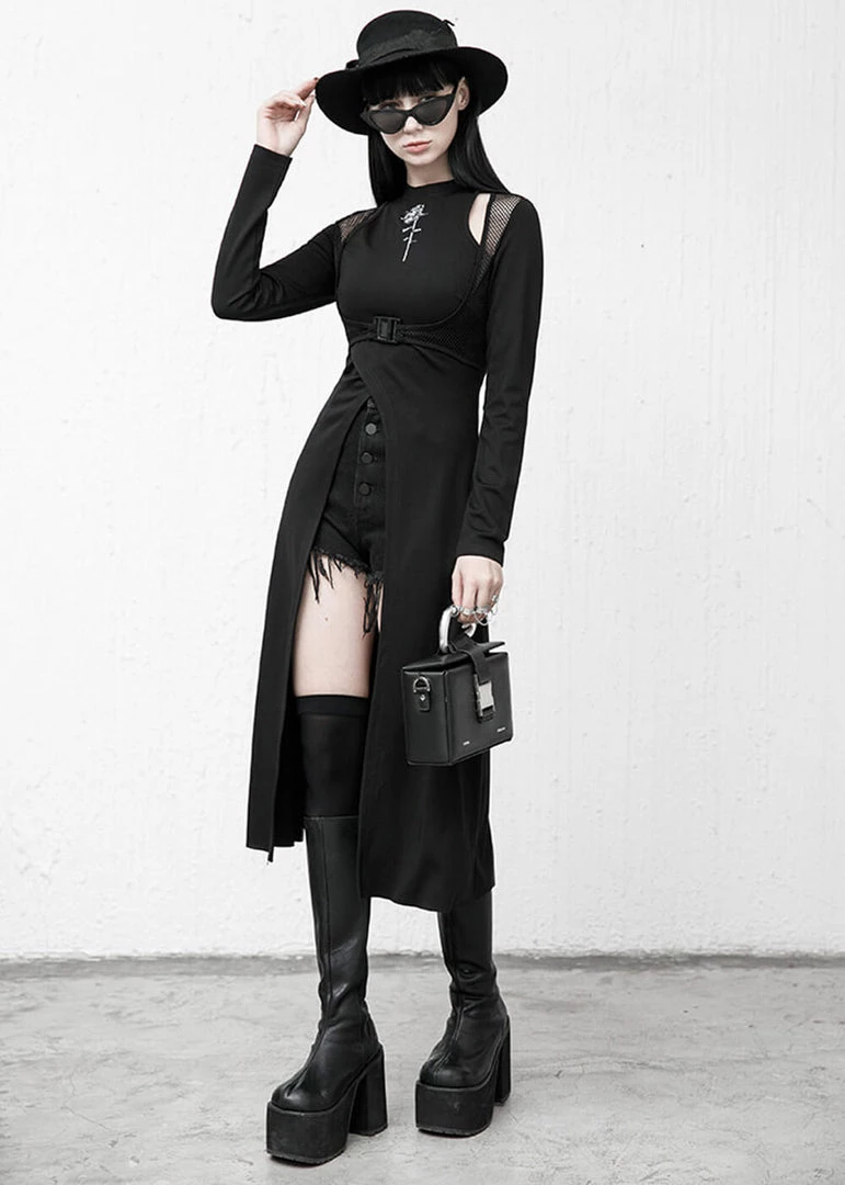 Punk Rave Rose Rebel Top Dress Black New In