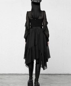 New In Punk Rave Absinthium Chiffon Dress Black