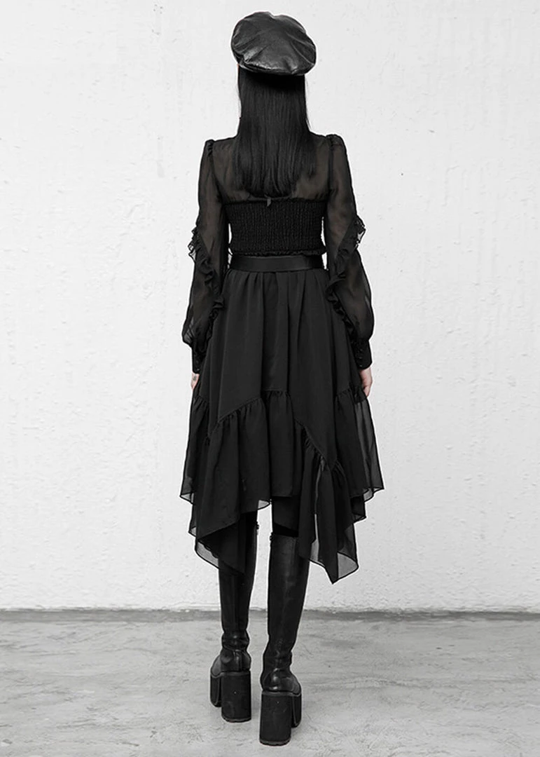 New In Punk Rave Absinthium Chiffon Dress Black