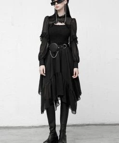 New In Punk Rave Absinthium Chiffon Dress Black