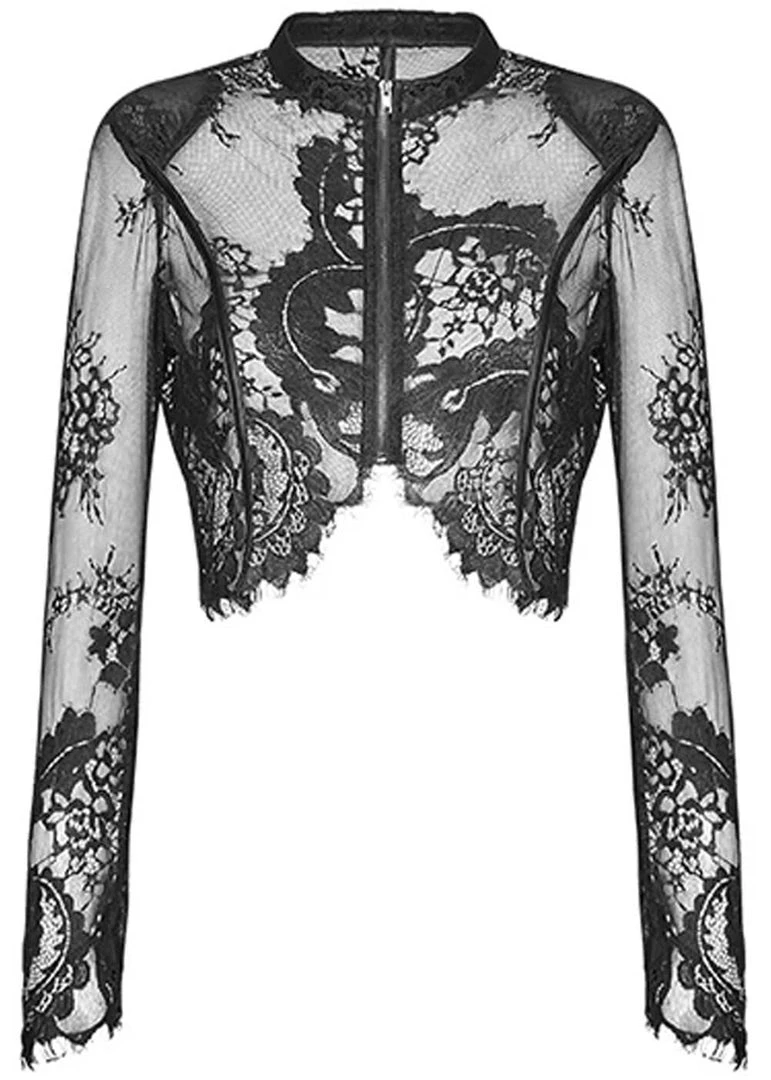 Punk Rave Coven Lace Top Black New In