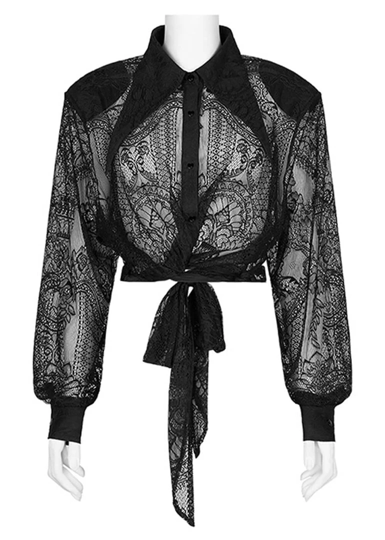 New In Punk Rave Gypsy Lace Blouse Black