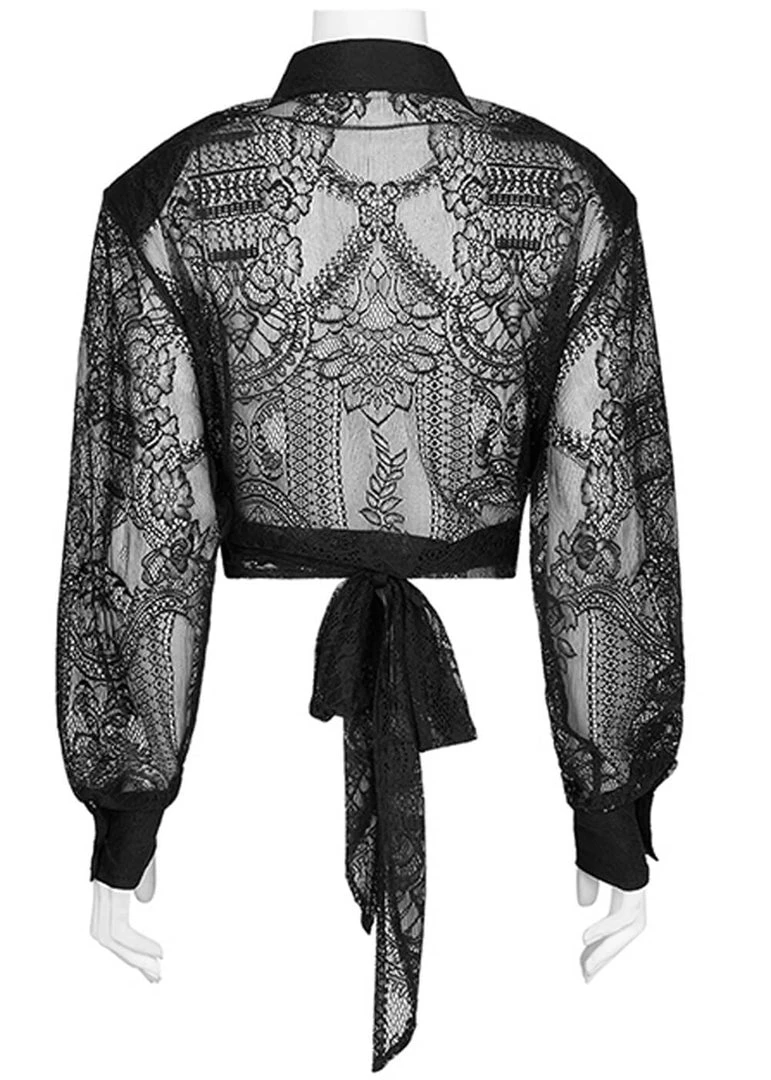 New In Punk Rave Gypsy Lace Blouse Black