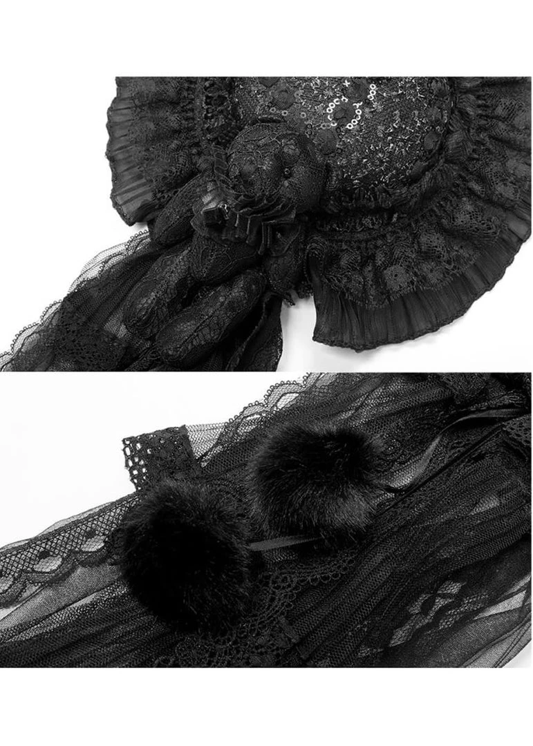 New In Punk Rave Lolita Elegance Hat Black