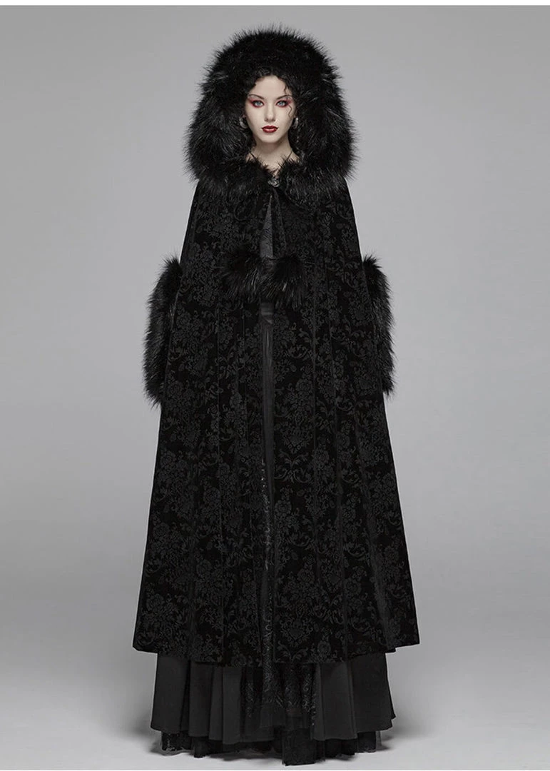 New In Punk Rave Snowfall Cloak Cape Black