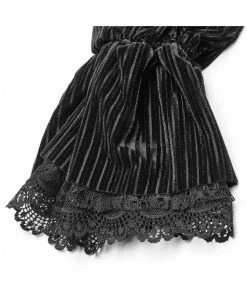 Punk Rave The Manor Velvet Blouse Black New In