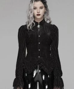 Punk Rave The Manor Velvet Blouse Black New In