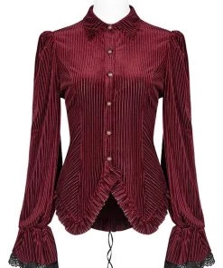 New In Punk Rave The Manor Velvet Blouse Red