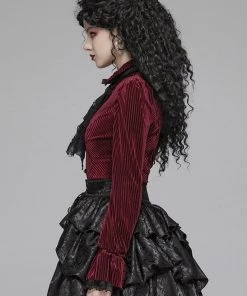 New In Punk Rave The Manor Velvet Blouse Red