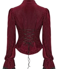 New In Punk Rave The Manor Velvet Blouse Red